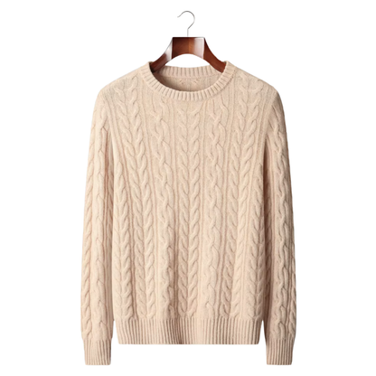 100% Cashmere Cable Knit Crewneck Sweater – ASCENDARY®