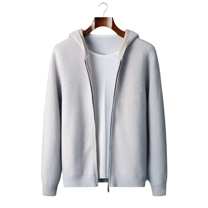 100% Cashmere Two-Tone Zipper Hoodie – Hypoallergenic | ASCENDARY®