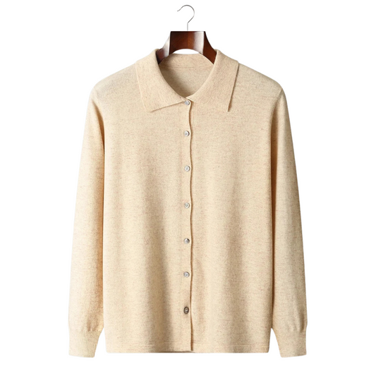 100% Cashmere Polo Cardigan – Hypoallergenic | Open-Front Luxury | ASCENDARY®