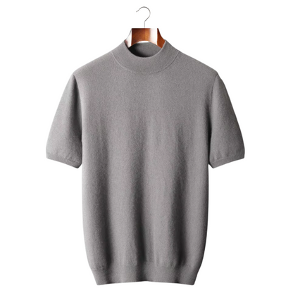 Men's 100% Cashmere Mock Neck T-Shirt – Hypoallergenic Luxury | ASCENDARY UK