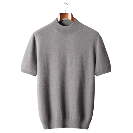 Men's 100% Cashmere Mock Neck T-Shirt – Hypoallergenic Luxury | ASCENDARY UK