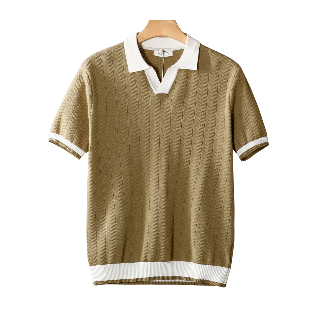 Contrast Textured Polo – Skin-Soft Knit | Breathable | ASCENDARY®