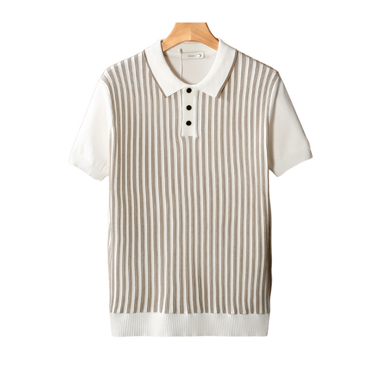Vertical Striped Polo – Breathable | Skin-Gentle | ASCENDARY®
