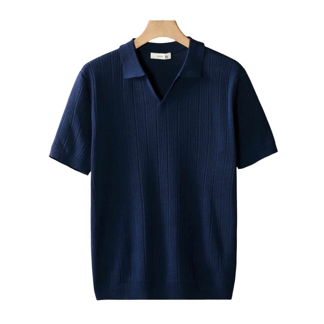 Open Collar Ribbed Polo – Breathable Knit | Skin-Gentle | ASCENDARY®