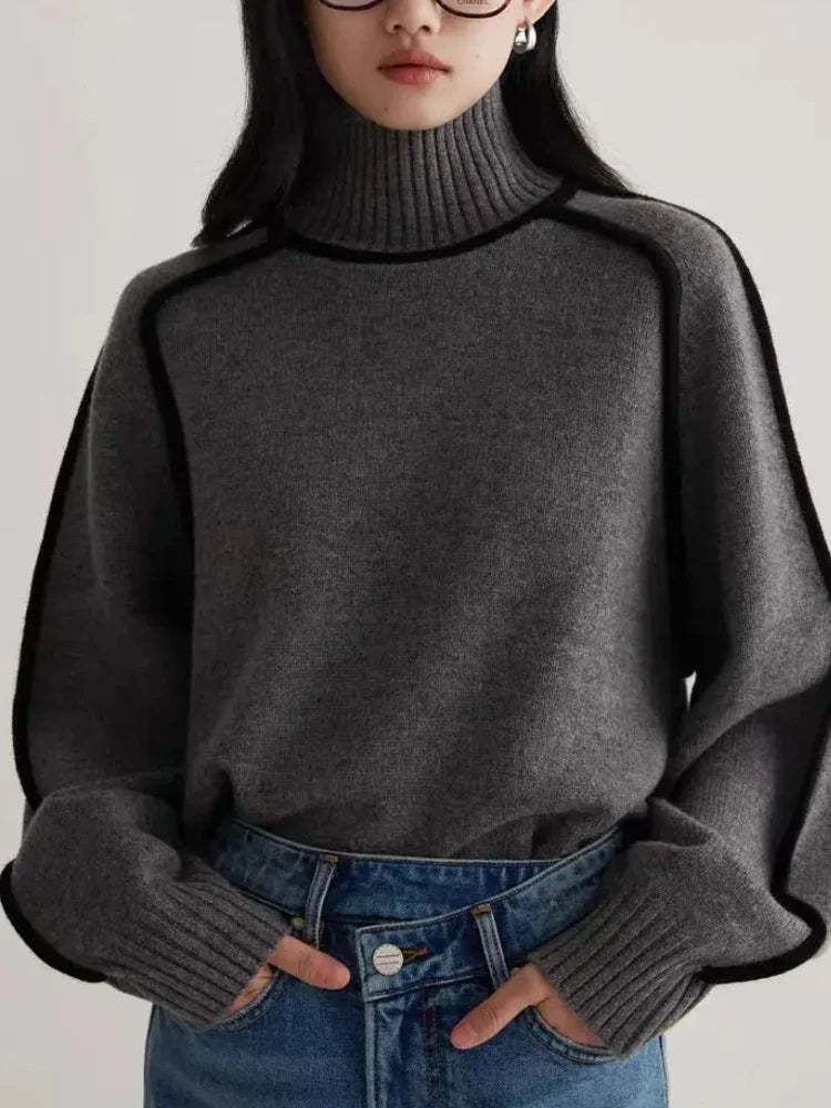 Sophia Bow Ribbed Turtleneck