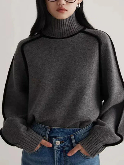 Sophia Bow Ribbed Turtleneck