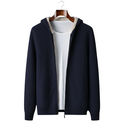 100% Cashmere Two-Tone Zipper Hoodie – Hypoallergenic | ASCENDARY®