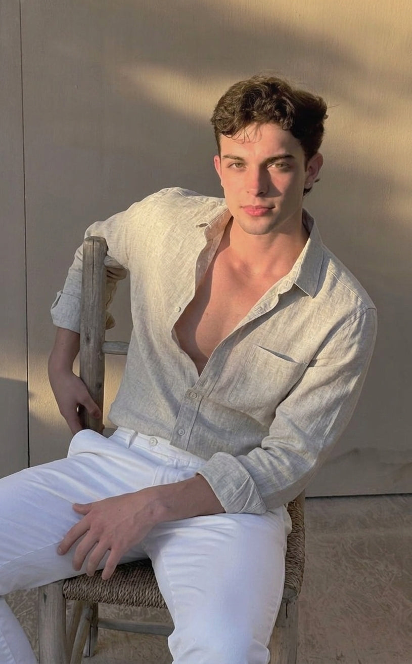 Cannes Linen Shirt – Long Sleeve | Hypoallergenic | Skin-Soft Linen | ASCENDARY®
