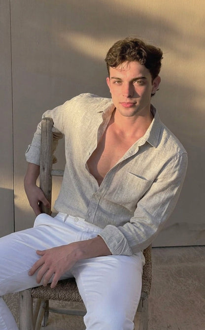 Cannes Linen Shirt – Long Sleeve | Hypoallergenic | Skin-Soft Linen | ASCENDARY®