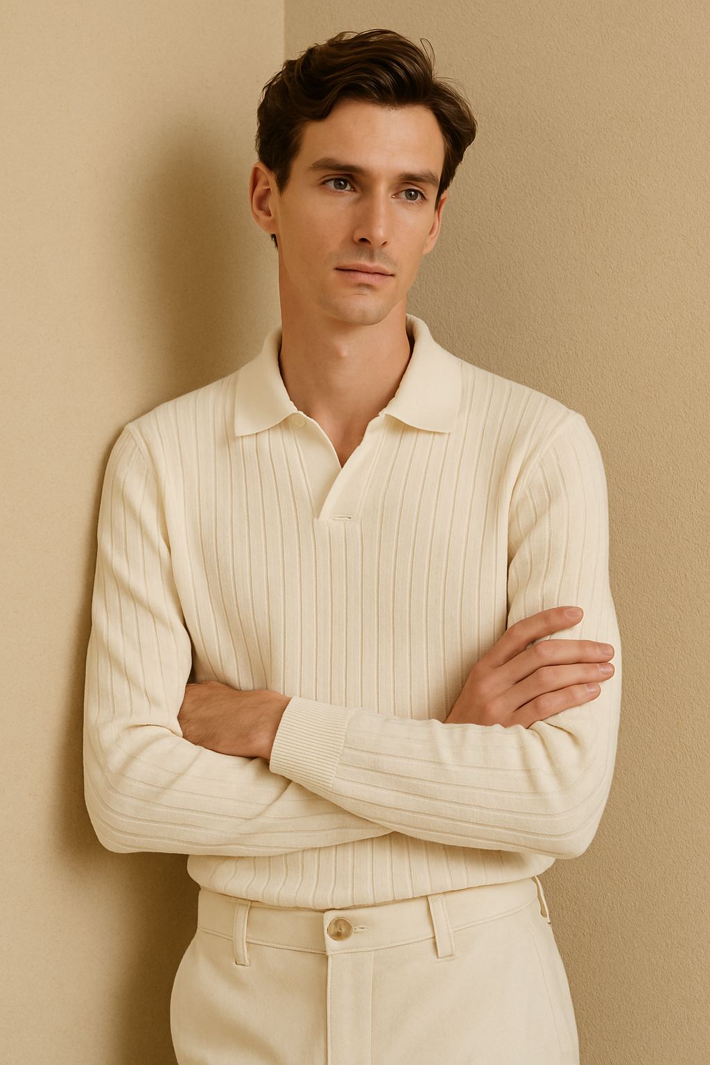 Striped Long Sleeve Polo – Skin-Soft | Timeless Style | ASCENDARY®