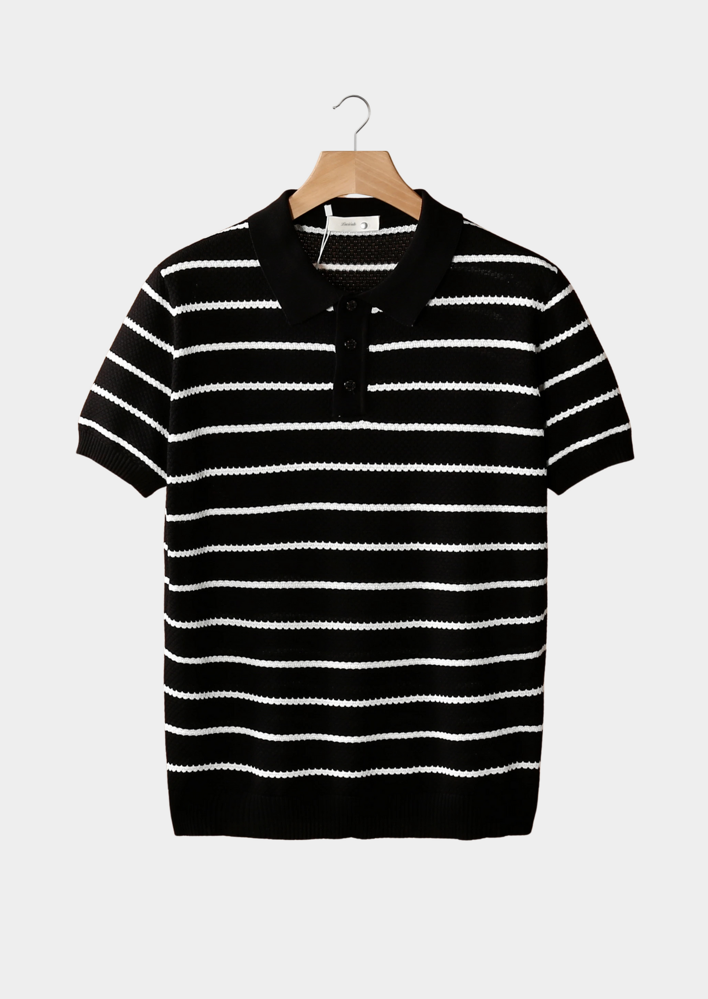Striped Textured Button Polo – Breathable Knit | Skin-Gentle | ASCENDARY®