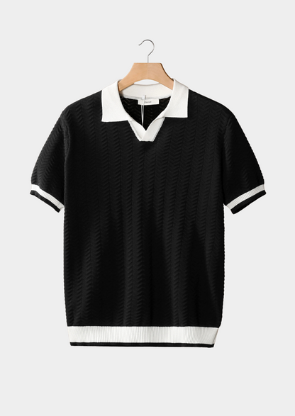 Contrast Textured Polo – Skin-Soft Knit | Breathable | ASCENDARY®