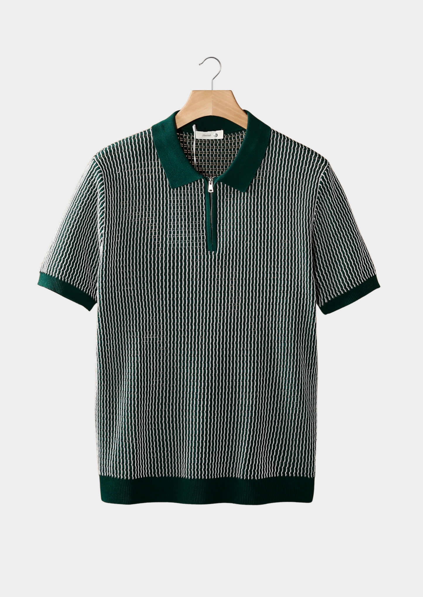 Geometric Textured Zipper Polo – Breathable Knit | Skin-Gentle | ASCENDARY®