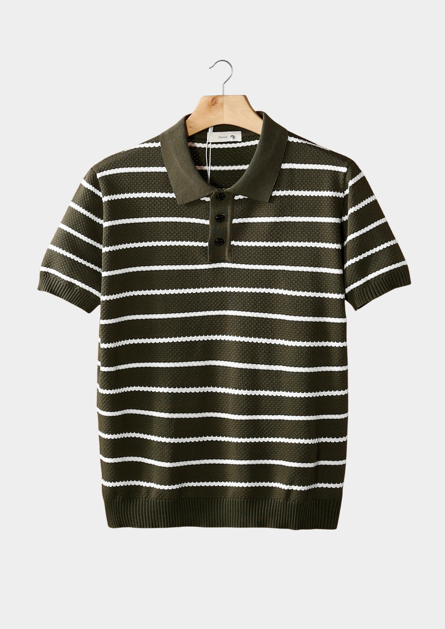 Striped Textured Button Polo – Breathable Knit | Skin-Gentle | ASCENDARY®