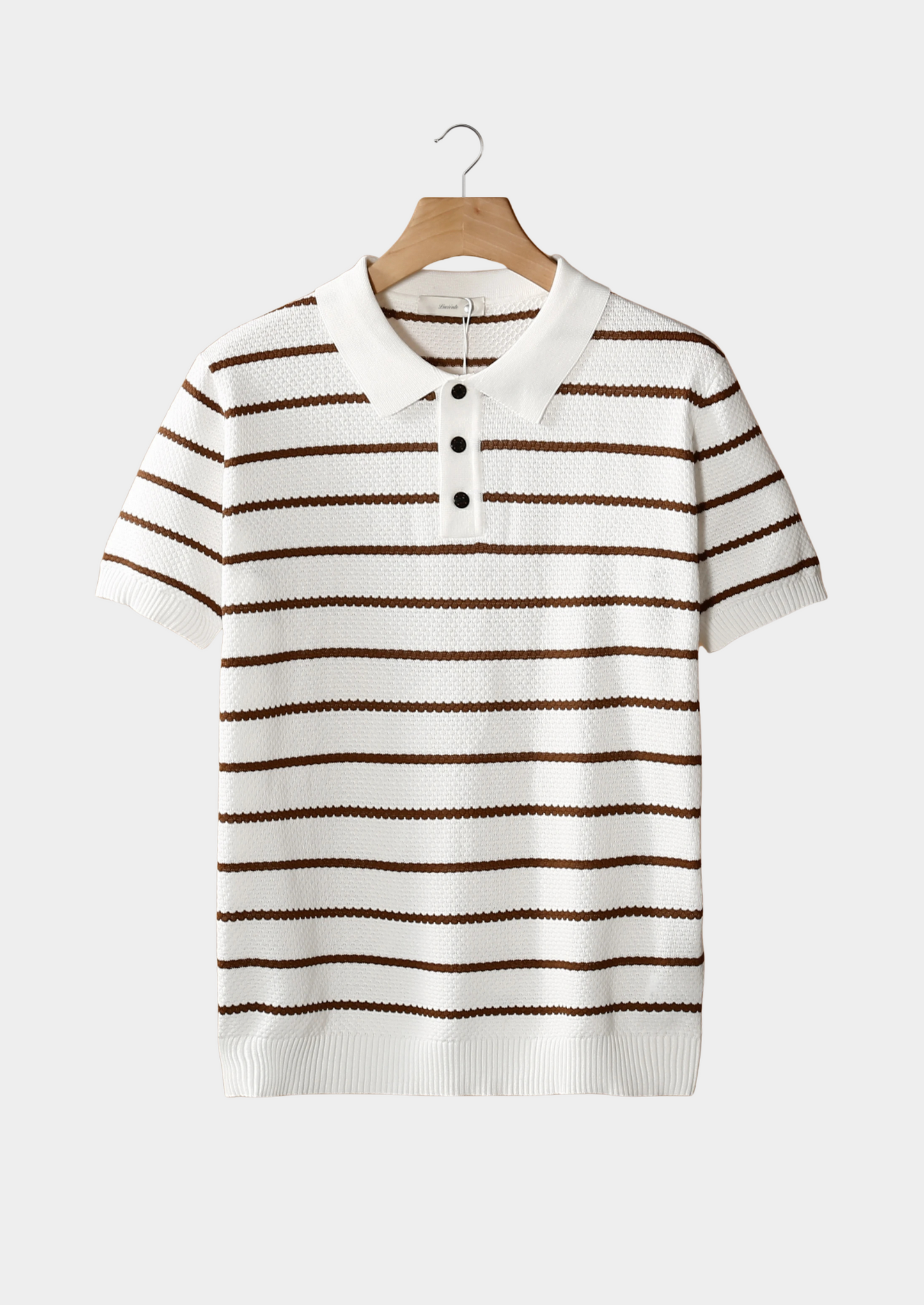 Striped Textured Button Polo – Breathable Knit | Skin-Gentle | ASCENDARY®