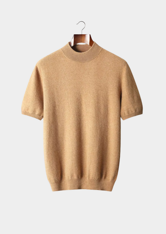 Men's 100% Cashmere Mock Neck T-Shirt – Hypoallergenic Luxury | ASCENDARY UK