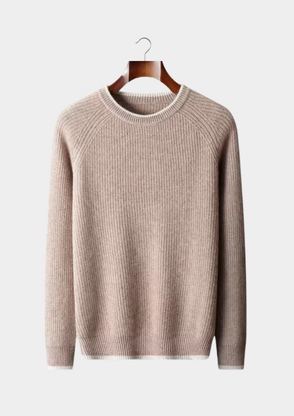 Men's Extra-Fine Merino Wool Two-Tone Crewneck Sweater – ASCENDARY®