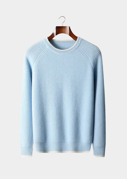 Men's Extra-Fine Merino Wool Two-Tone Crewneck Sweater – ASCENDARY®