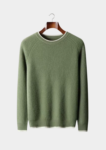 Men's Extra-Fine Merino Wool Two-Tone Crewneck Sweater – ASCENDARY®