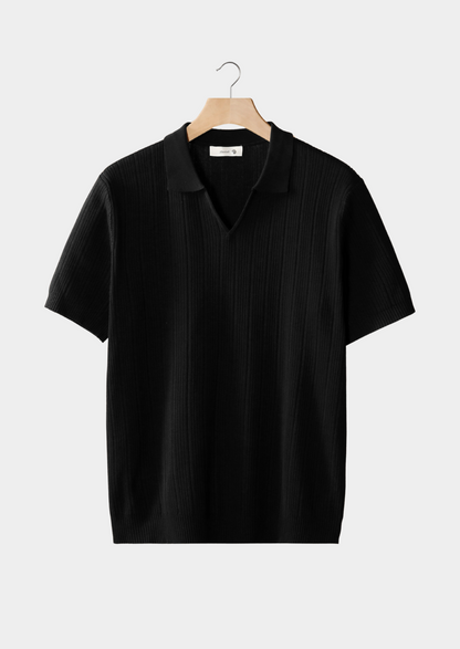 Open Collar Ribbed Polo – Breathable Knit | Skin-Gentle | ASCENDARY®