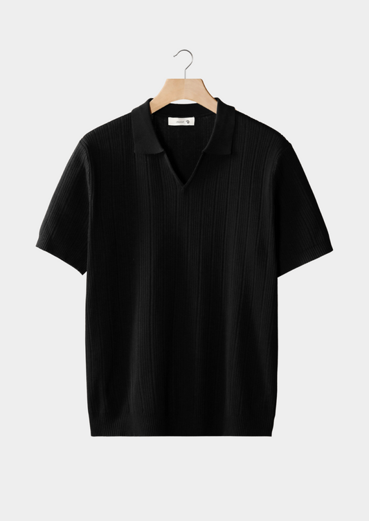 Open Collar Ribbed Polo – Breathable Knit | Skin-Gentle | ASCENDARY®