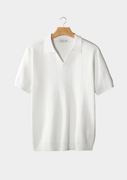Open Collar Ribbed Polo – Breathable Knit | Skin-Gentle | ASCENDARY®