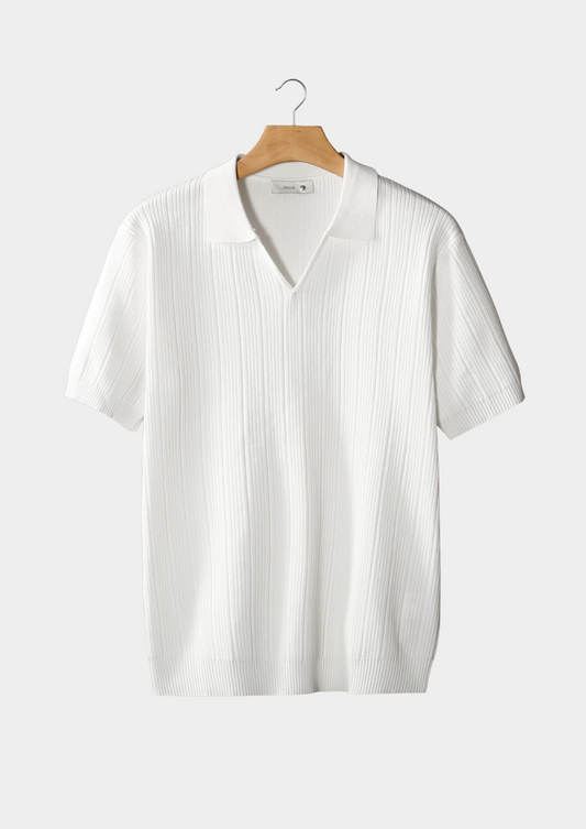 Open Collar Ribbed Polo – Breathable Knit | Skin-Gentle | ASCENDARY®