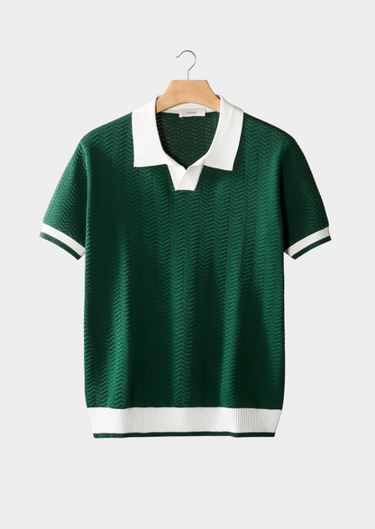 Contrast Textured Polo – Skin-Soft Knit | Breathable | ASCENDARY®