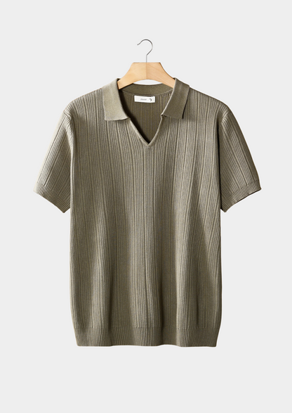 Open Collar Ribbed Polo – Breathable Knit | Skin-Gentle | ASCENDARY®