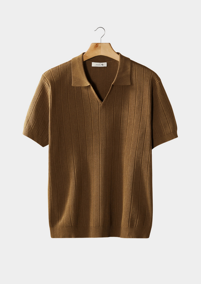 Open Collar Ribbed Polo – Breathable Knit | Skin-Gentle | ASCENDARY®