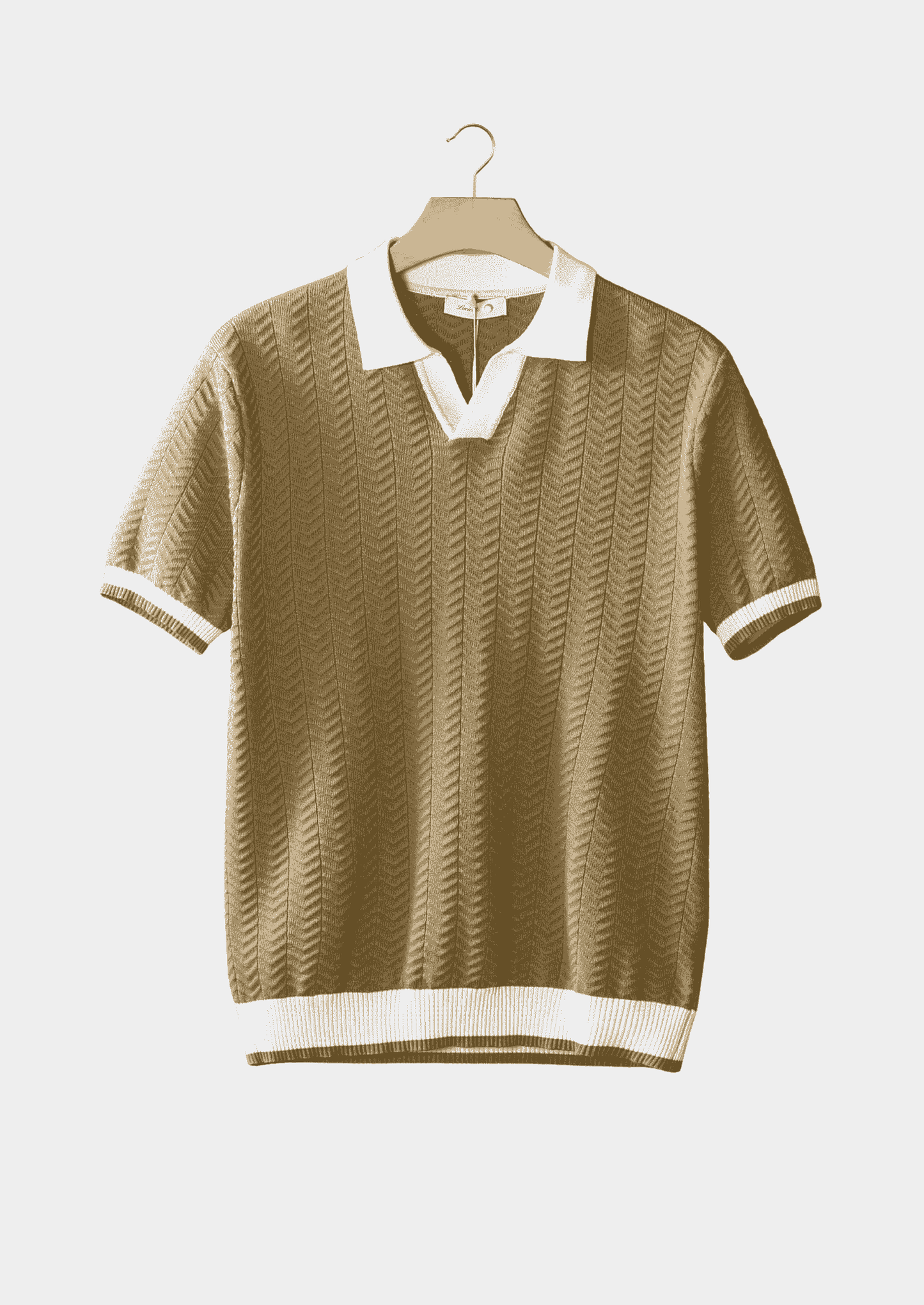 ALMOND CONTRAST TEXTURED POLO