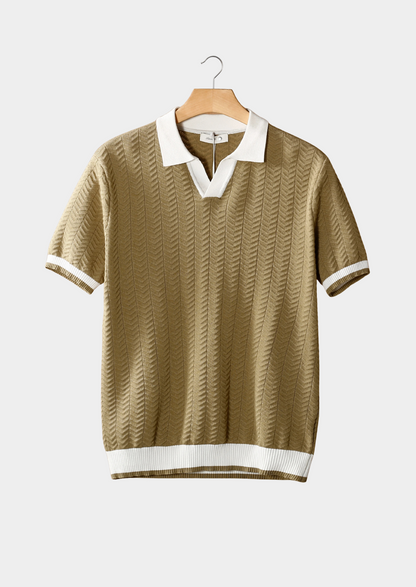 Contrast Textured Polo – Skin-Soft Knit | Breathable | ASCENDARY®