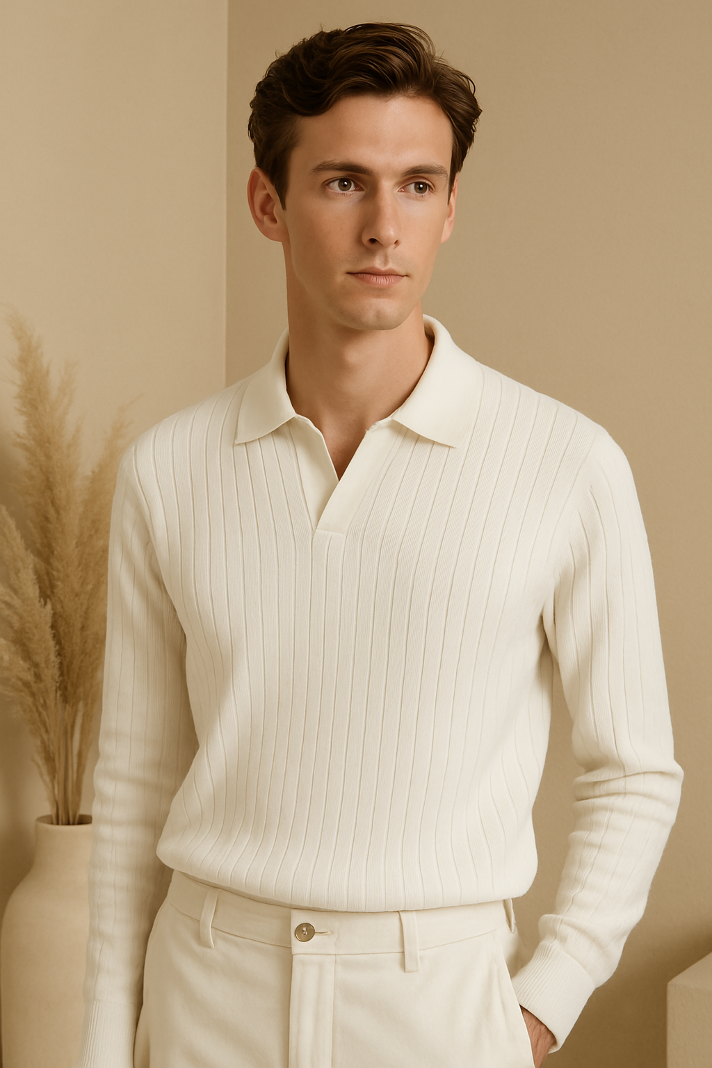 Striped Long Sleeve Polo – Skin-Soft | Timeless Style | ASCENDARY®