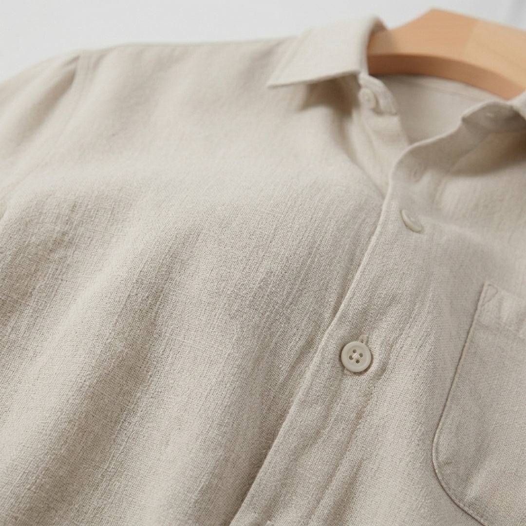 Cannes Linen Shirt – Short Sleeve | Hypoallergenic | Skin-Soft Linen | ASCENDARY®