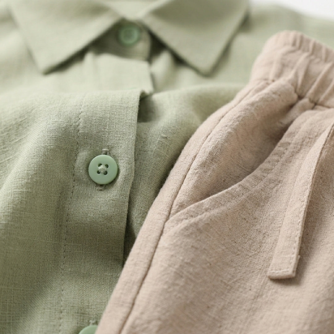 Linen Set (Short) – Hypoallergenic | Shirt & Shorts Matching Set | ASCENDARY®