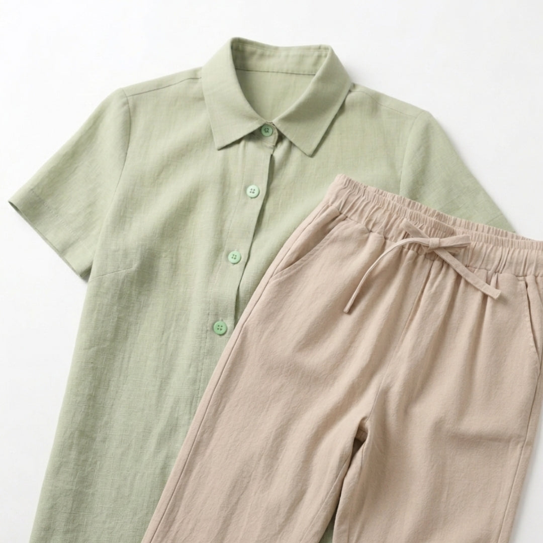 Linen Set (Short) – Hypoallergenic | Shirt & Shorts Matching Set | ASCENDARY®