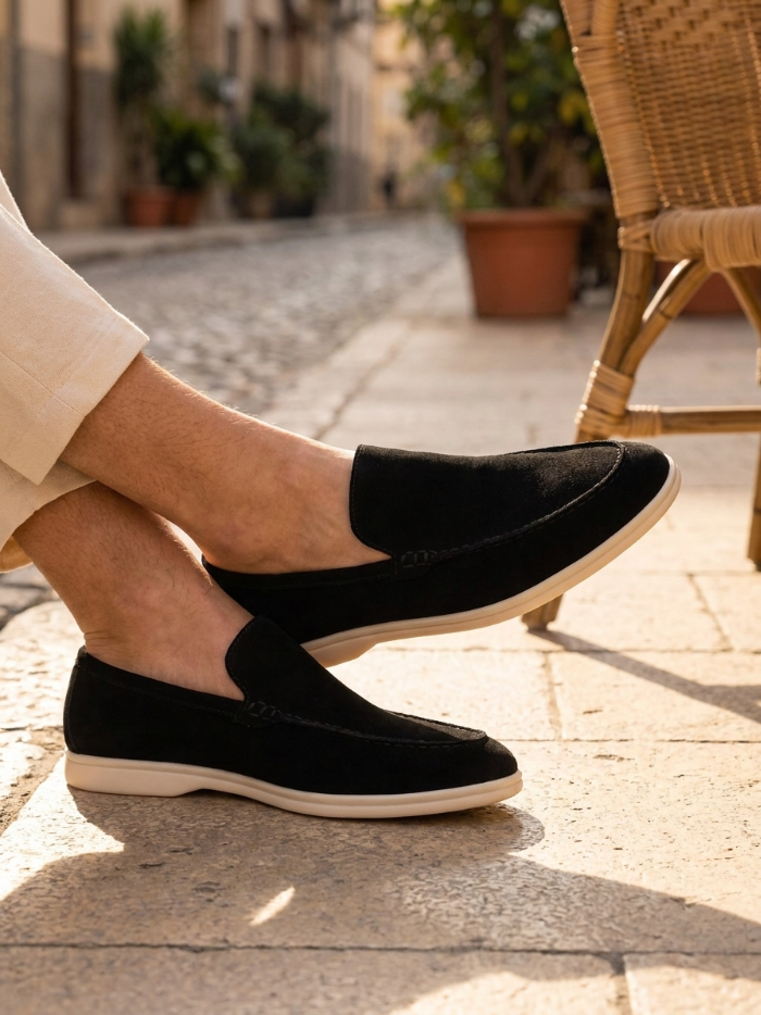 ASCENDARY Marina Loafers – Men's Hypoallergenic Suede Slip-On, Black