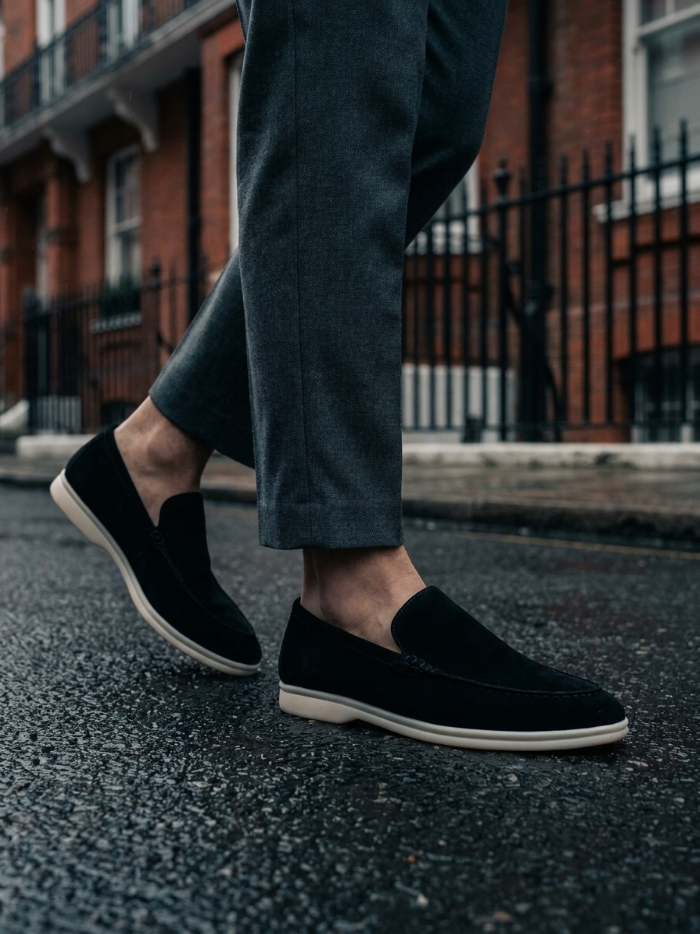 ASCENDARY Marina Loafers – Men's Hypoallergenic Suede Slip-On, Black