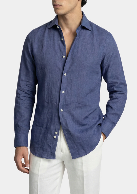 Portofino Coastal Shirt Blue | Skin-Soft Linen Blend | ASCENDARY®