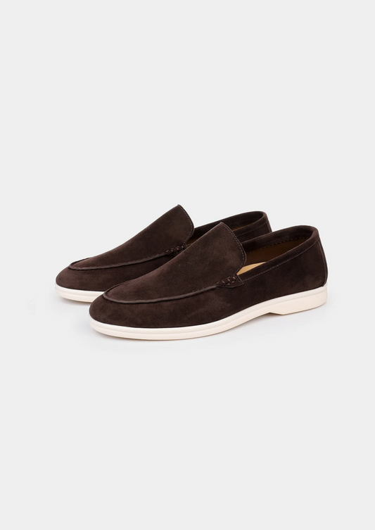 ASCENDARY Marina Loafers – Men's Hypoallergenic Suede Slip-On, Coffee Brown