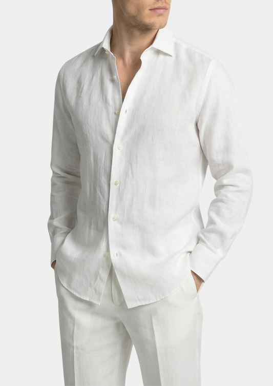 Portofino Coastal Shirt White | Skin-Soft Linen Blend | ASCENDARY®