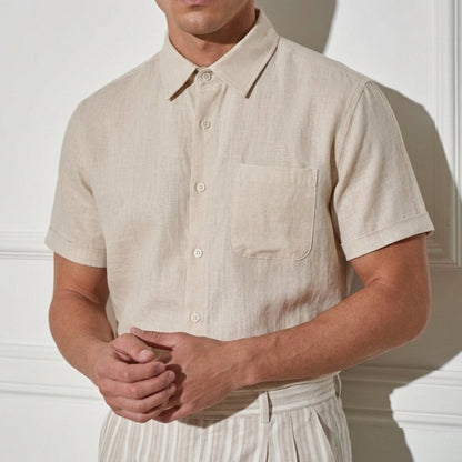 Cannes Linen Shirt – Short Sleeve | Hypoallergenic | Skin-Soft Linen | ASCENDARY®