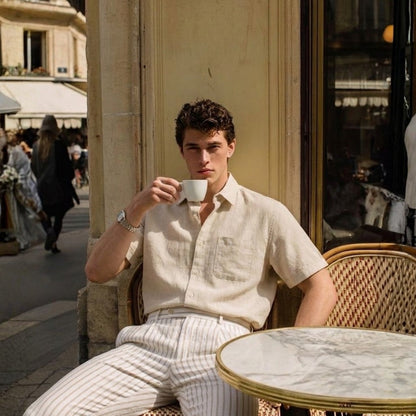 Cannes Linen Shirt – Short Sleeve | Hypoallergenic | Skin-Soft Linen | ASCENDARY®