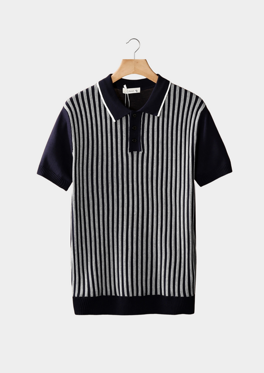 Vertical Striped Polo – Breathable | Skin-Gentle | ASCENDARY®